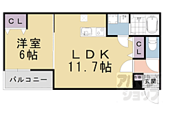 プラムコート椥辻 3階1LDKの間取り