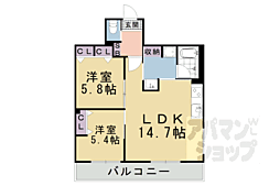 インサイトルポ山科新十条 4階2LDKの間取り