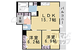 インサイトルポ山科新十条 2LDKの間取図画像
