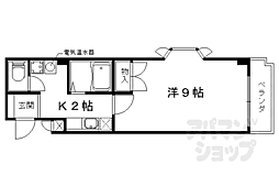 メディナ椥辻 7階1Kの間取り