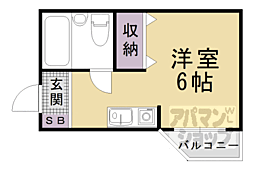 プルシャン山科 2階1Kの間取り