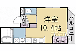 JR奈良線 稲荷駅 徒歩5分の賃貸アパート 1階ワンルームの間取り