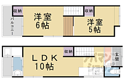 勧修寺西金ケ崎貸家 2LDKの間取り