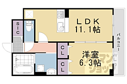 京阪本線 中書島駅 4kmの賃貸アパート 2階1LDKの間取り
