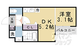 ＶＩＮＡ山科ＷＥＳＴ 3階1DKの間取り