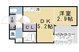 ＶＩＮＡ山科ＷＥＳＴ 1階1DKの間取り