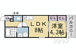 京阪宇治線 観月橋駅 徒歩11分の賃貸アパート 1階1LDKの間取り