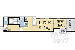 京阪本線 淀駅 徒歩7分の賃貸アパート 3階1LDKの間取り