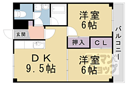 竹鼻ハイツ 3階2LDKの間取り