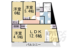近鉄京都線 向島駅 徒歩3分の賃貸マンション 3階3LDKの間取り