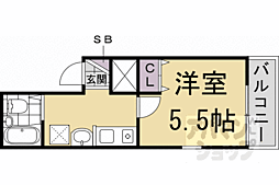 京阪本線 七条駅 徒歩5分の賃貸マンション 4階1Kの間取り