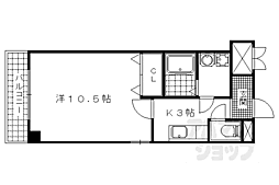 京阪京津線 びわ湖浜大津駅 徒歩2分の賃貸マンション 6階1Kの間取り