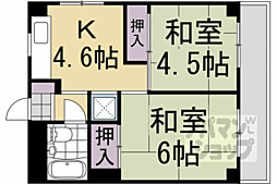 JR東海道・山陽本線 京都駅 徒歩19分の賃貸マンション 5階2Kの間取り