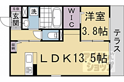 アイル京都山科 3階1LDKの間取り
