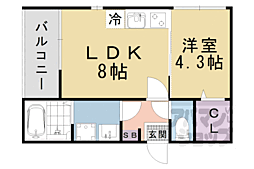 四ノ宮レジデンス 2階1LDKの間取り