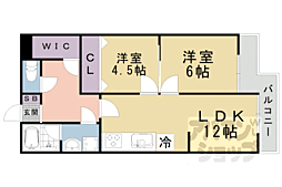 ビューハイツ京都山科（ベルヴィ52） 3階2LDKの間取り