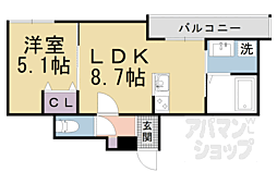 山科ＨＡＴＣＨ京都薬大前 3階1LDKの間取り