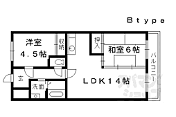 京阪本線 墨染駅 徒歩5分の賃貸マンション 3階2LDKの間取り