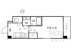 京都市営烏丸線 五条駅 徒歩5分の賃貸マンション 13階1Kの間取り