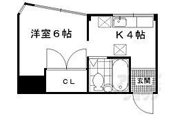 近鉄京都線 竹田駅 徒歩10分の賃貸マンション 3階1Kの間取り