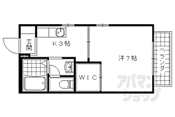 ヴァリュージュ御所ノ内 1階1Kの間取り