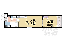 京阪本線 淀駅 徒歩8分の賃貸マンション 1階1LDKの間取り