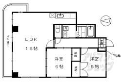 近鉄京都線 十条駅 徒歩9分の賃貸マンション 1階2LDKの間取り