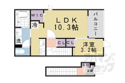 京阪石山坂本線 瓦ヶ浜駅 徒歩11分の賃貸アパート 2階1LDKの間取り