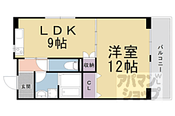 シャンドール東野 3階1LDKの間取り