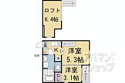 京阪本線 龍谷大前深草駅 徒歩11分の賃貸アパート 2階2Kの間取り