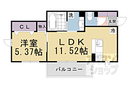 JR湖西線 堅田駅 徒歩5分の賃貸アパート 2階1LDKの間取り