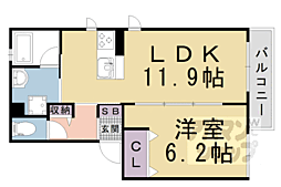 シャーメゾンＫ・Ｙ 2階1LDKの間取り