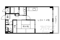 京都市営烏丸線 竹田駅 徒歩3分の賃貸マンション 1階1LDKの間取り