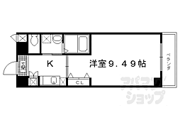 京阪本線 中書島駅 徒歩6分の賃貸マンション 4階1Kの間取り