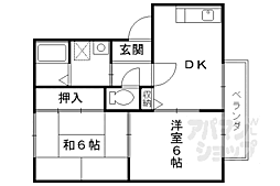 京都地下鉄東西線 石田駅 徒歩5分の賃貸アパート 2階2DKの間取り