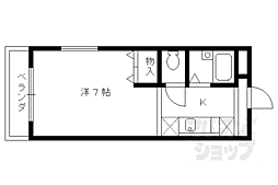 京都市営烏丸線 竹田駅 徒歩9分の賃貸マンション 4階1Kの間取り