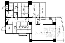 京阪宇治線 観月橋駅 徒歩7分の賃貸マンション 6階3LDKの間取り