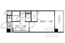 京都市営烏丸線 くいな橋駅 徒歩5分の賃貸マンション 3階1Kの間取り
