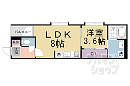 京都地下鉄東西線 醍醐駅 徒歩6分の賃貸アパート 1階1LDKの間取り
