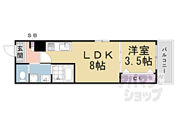 京阪本線 中書島駅 徒歩12分の賃貸アパート 2階1LDKの間取り