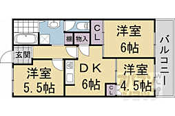 JR東海道・山陽本線 西大路駅 徒歩12分の賃貸マンション 1階3DKの間取り