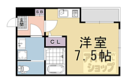 近鉄京都線 十条駅 徒歩10分の賃貸アパート 2階ワンルームの間取り