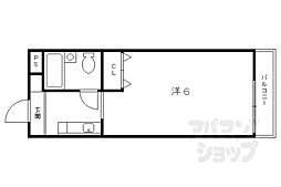 京都市営烏丸線 くいな橋駅 徒歩10分の賃貸マンション 2階1Kの間取り