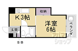 京阪本線 藤森駅 徒歩5分の賃貸マンション 6階1Kの間取り