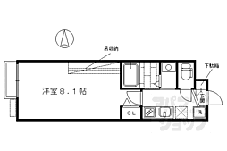 京都市営烏丸線 五条駅 徒歩4分の賃貸マンション 4階1Kの間取り