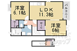 京阪石山坂本線 石山寺駅 徒歩30分の賃貸アパート 2階2LDKの間取り