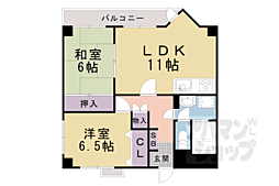 サンフローラ山科 2階2LDKの間取り