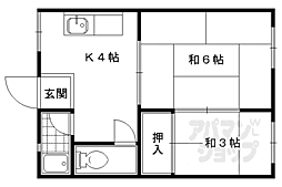四ノ宮ハイツ 1階2Kの間取り