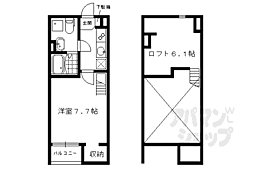 京阪本線 淀駅 徒歩5分の賃貸アパート 2階1Kの間取り