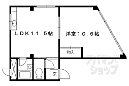近鉄京都線 向島駅 徒歩10分の賃貸マンション 1階1LDKの間取り